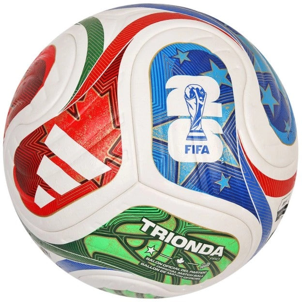 Adidas Trionda Pro World Cup soccer ball, size 5, color white-red-blue-green
