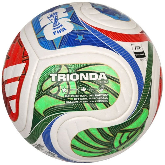 Adidas Trionda Pro World Cup soccer ball, size 5, color white-red-blue-green